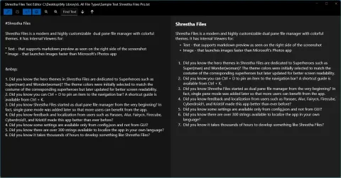 The earlier text editor, with Markdown text on the left and its formatted preview on the right