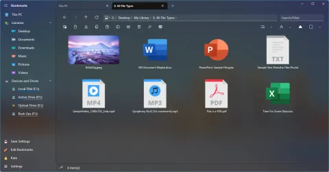 The same files as large icons and thumbnails, four to a row
