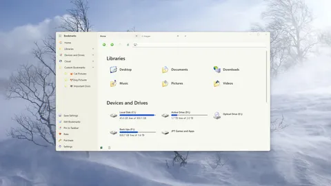 The Home page with the Windows XP icon pack in a light theme