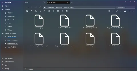 A folder of eight files shown with the same simple outline icon