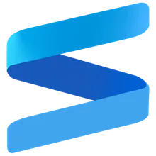 The current logo, a ribbon S in shades of blue