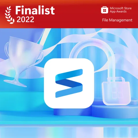 The app's logo on a Microsoft Store App Awards 2022 finalist card for the File Management category