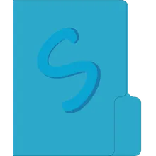 A blue folder with a blue S on it