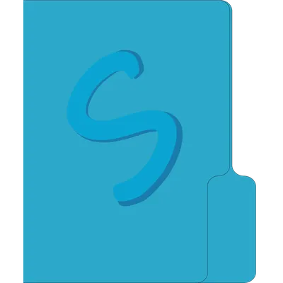 The app icon in October 2020, a blue folder with an S