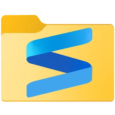 The logo with the blue ribbon S on a yellow folder