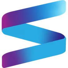 The ribbon S in a gradient from purple to light blue
