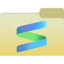 The blue and green ribbon S on a pale yellow folder