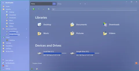 The Home page with the Windows XP icon pack in a purple theme