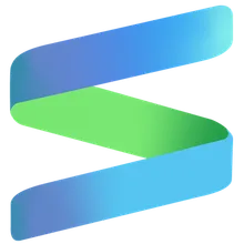 The ribbon S logo of the original Shrestha Files, in blue and green